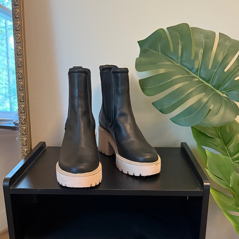 Dolce Vita Black Ankle Boots with Tan Soles